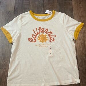 Old Navy White and Yellow California Tee